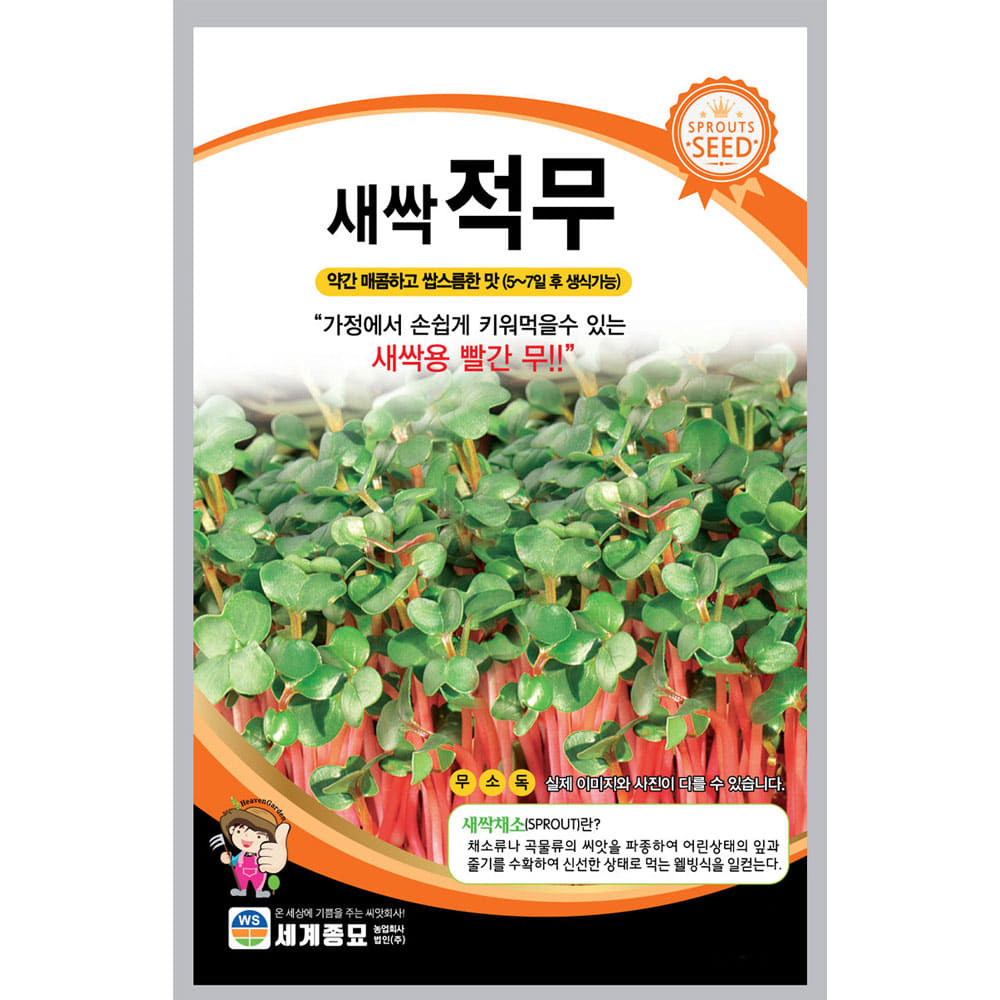 새싹 red sprout radish seed (800 seeds)